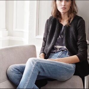 Madewell Women's Faux Shearling Sherpa Vest Black Fuzzy Open Front XS